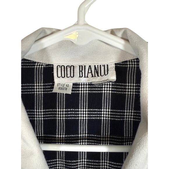 Vintage 90's Coco Bianco Prairie Dress Navy Blue Stripe Gingham Cottagecore - Picture 4 of 6